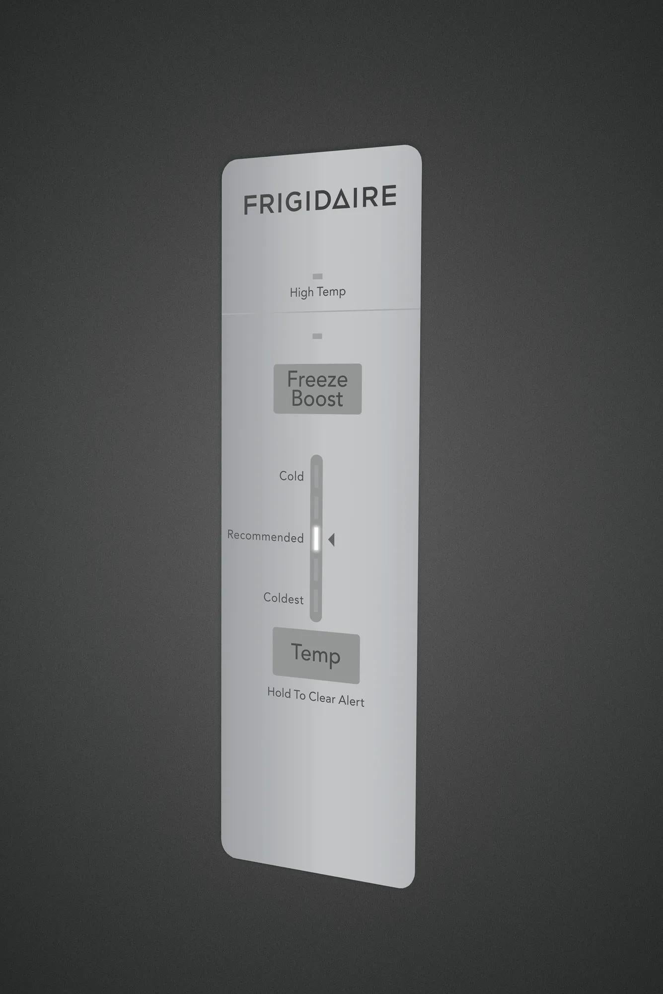 Close-up of digital temperature control panel on black upright freezer from Freezers & Ice Makers collection