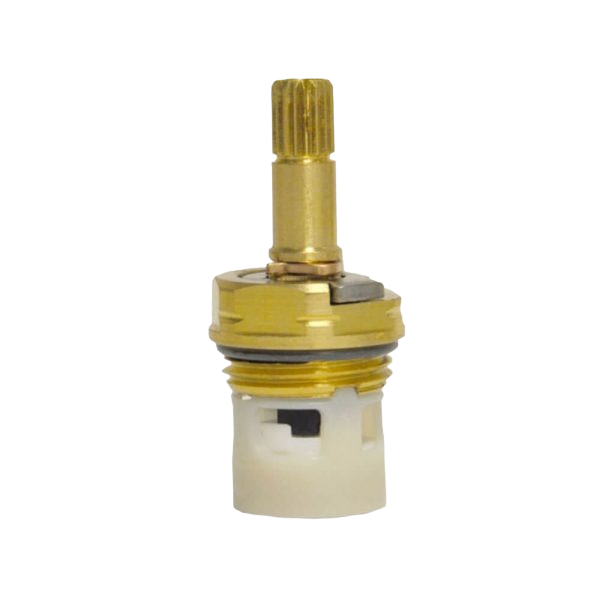 Brass and plastic faucet stem replacement for repairing hot and cold water valves in plumbing parts and repair collections