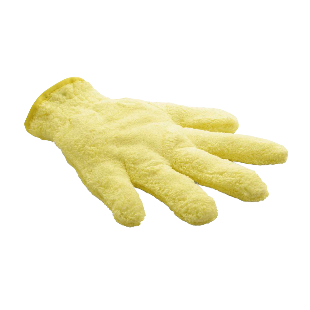 Yellow microfiber dusting glove designed for effective cleaning in home improvement and cleaning tools collections