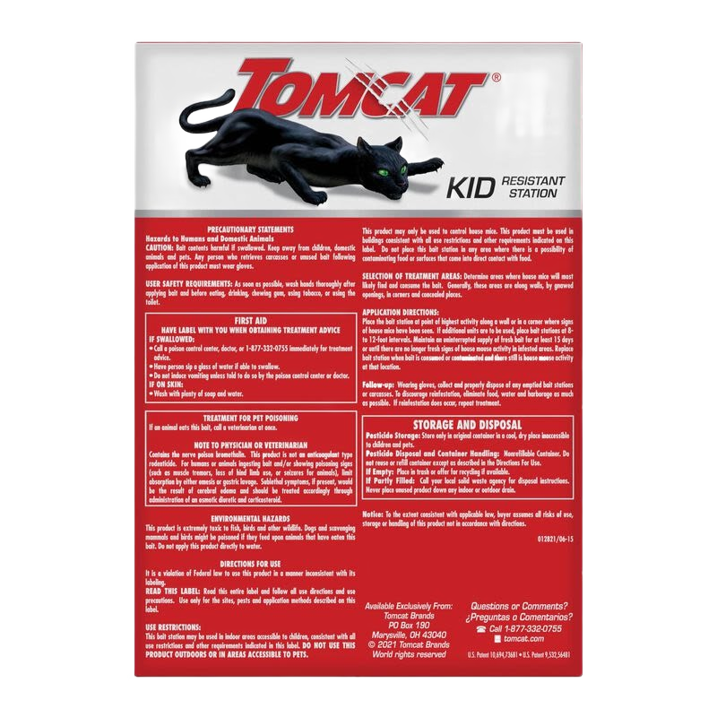 Tomcat mouse killer child-resistant disposable stations with clear lids for indoor rodent control in pest control and lawn & garden collections.
