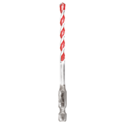 Carbide-tipped hammer drill bit with red spiral flute for concrete and masonry in power tool accessories under $50 collection