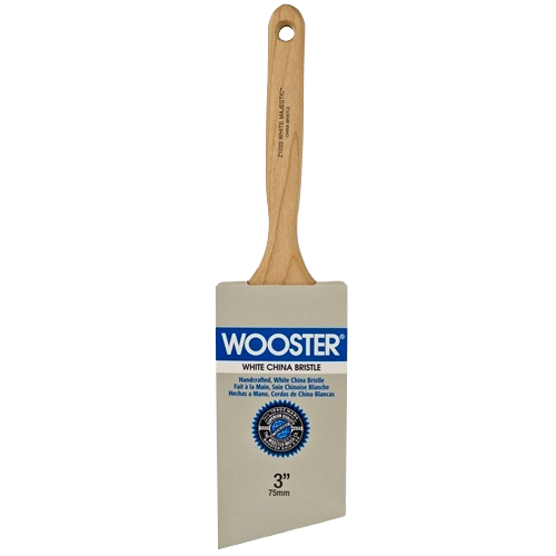 3-inch angled sash paint brush with white China bristles and sealed maple handle for home improvement projects