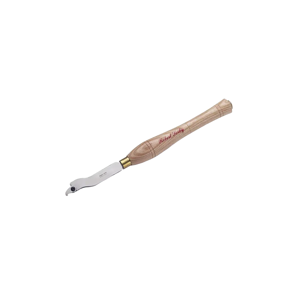 Woodworking tool with wooden handle and curved steel cutter for detailed mushroom cap undercutting projects under $100 collections
