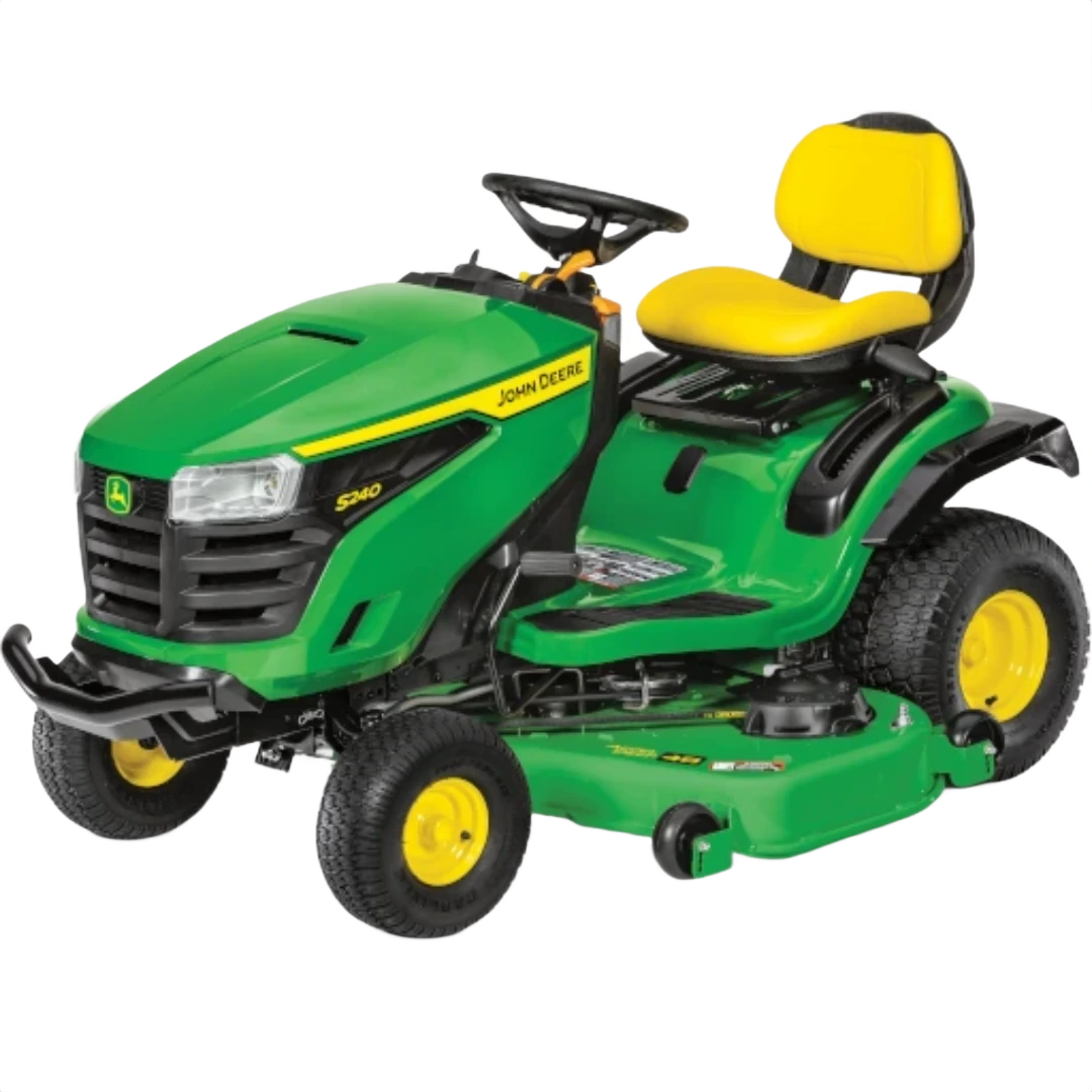 Green and yellow riding lawn tractor with 48-inch deck for efficient lawn care in outdoor power equipment collections