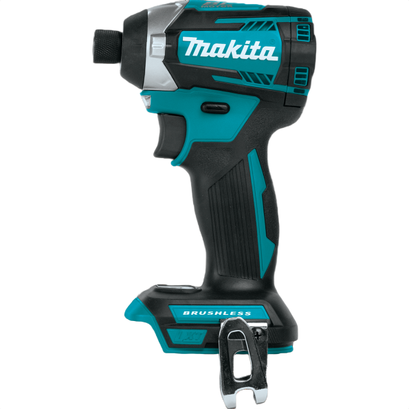 Teal and black cordless impact driver with brushless motor and quick-shift speed mode for tools and home improvement tasks