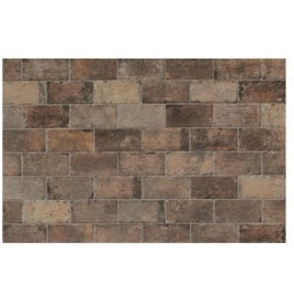 Porcelain matte field tile in varied brown tones with vintage rustic style for flooring, backsplashes, and kitchen applications