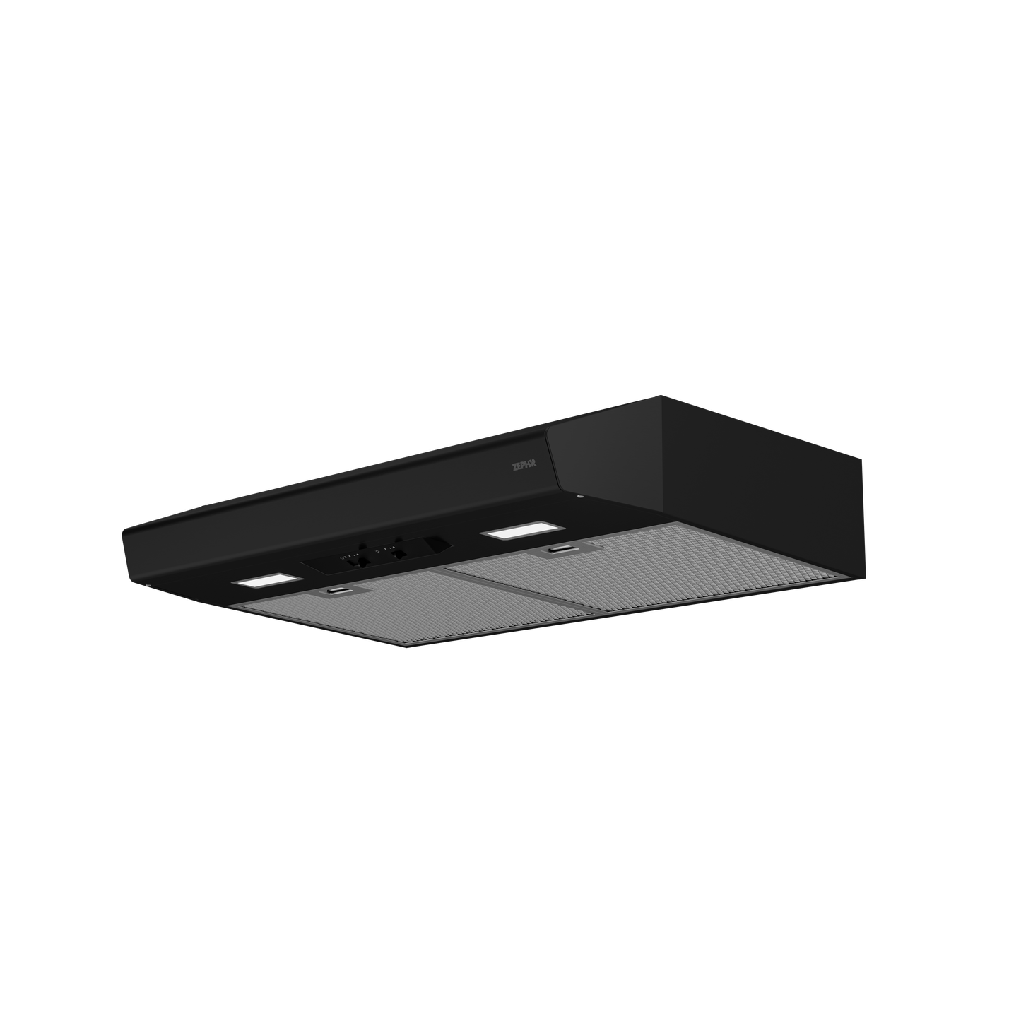 Matte black 30-inch under cabinet range hood with LED lights, quiet 250-CFM blower, and dishwasher-safe filters in appliances collection