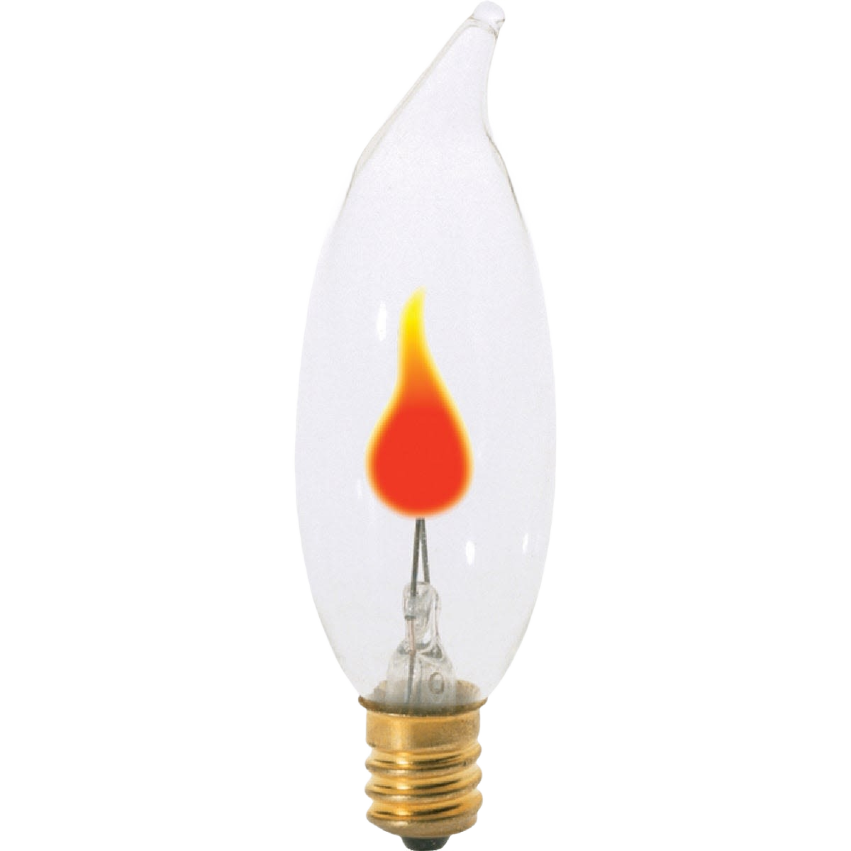 Clear flame-shaped incandescent bulb with flickering effect for decorative lighting in home improvement collections