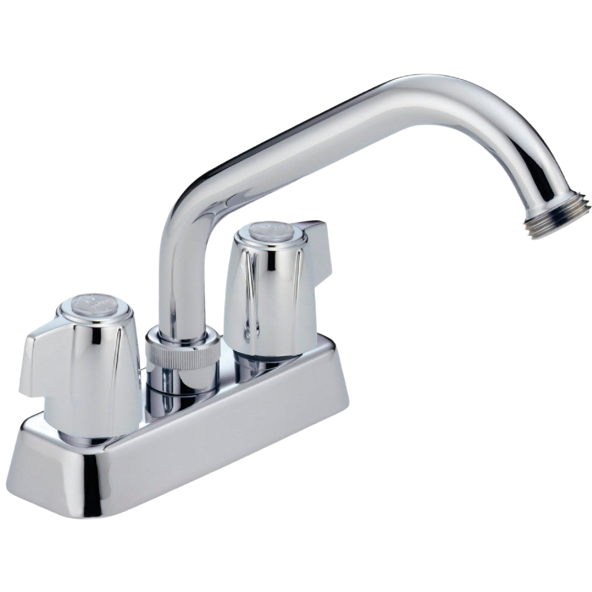 Two-handle chrome utility faucet with curved spout for laundry and plumbing applications under $100