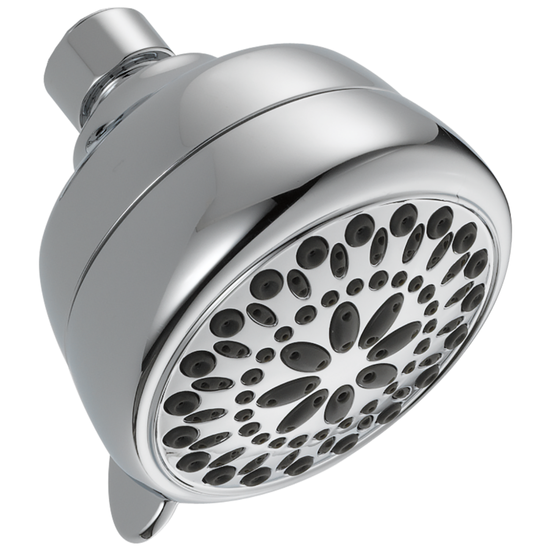 Chrome finish showerhead with multiple spray settings for bathroom plumbing and home improvement projects