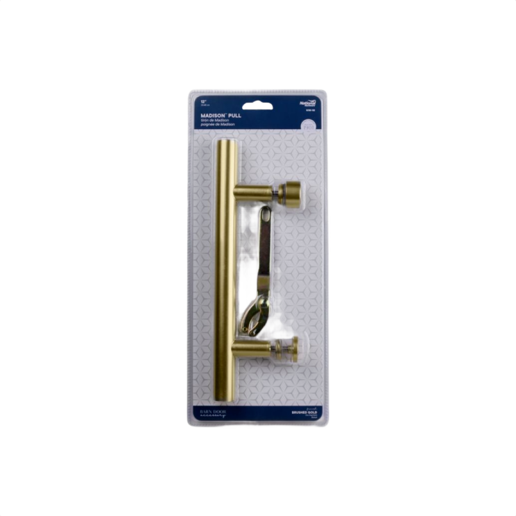 12-inch brushed gold interior barn door pull with mounting hardware for home improvement and barn door hardware collections