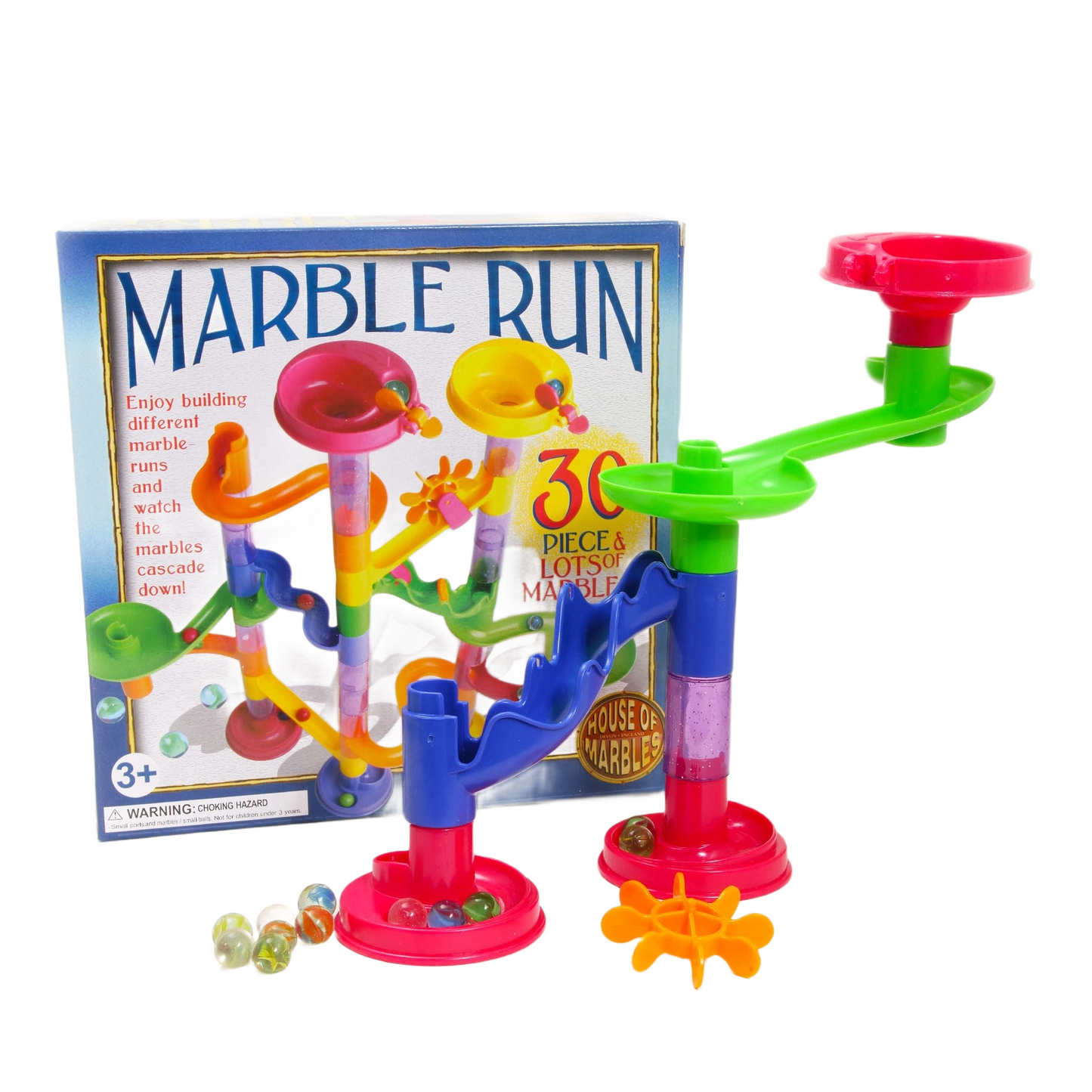 Colorful 30-piece marble run toy with twisting tracks and marbles for creative play in toys and games collection under $50