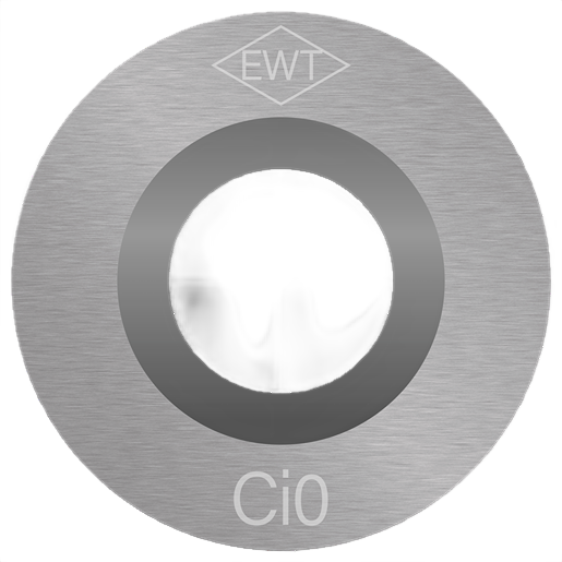 Round carbide cutter blade with etched markings for precision woodworking and home improvement tasks