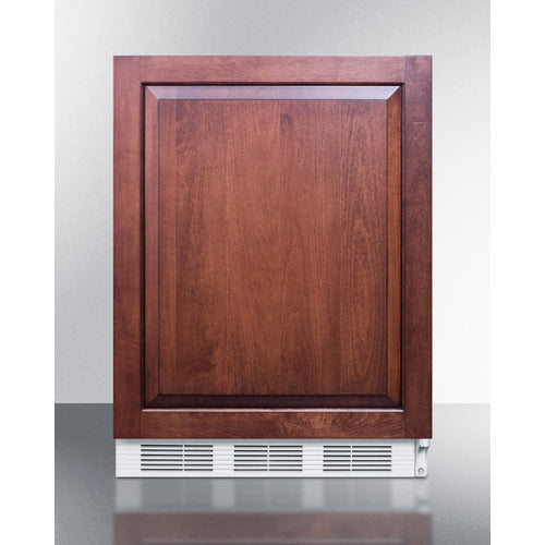 Built-in undercounter refrigerator with wooden panel front and white vent grille in kitchen appliances collection