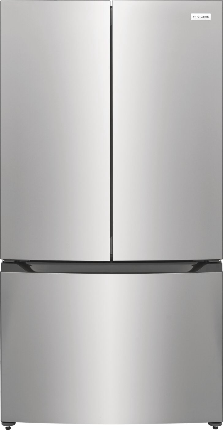 Counter-depth French door refrigerator in stainless steel finish with bottom freezer drawer from kitchen appliances collection