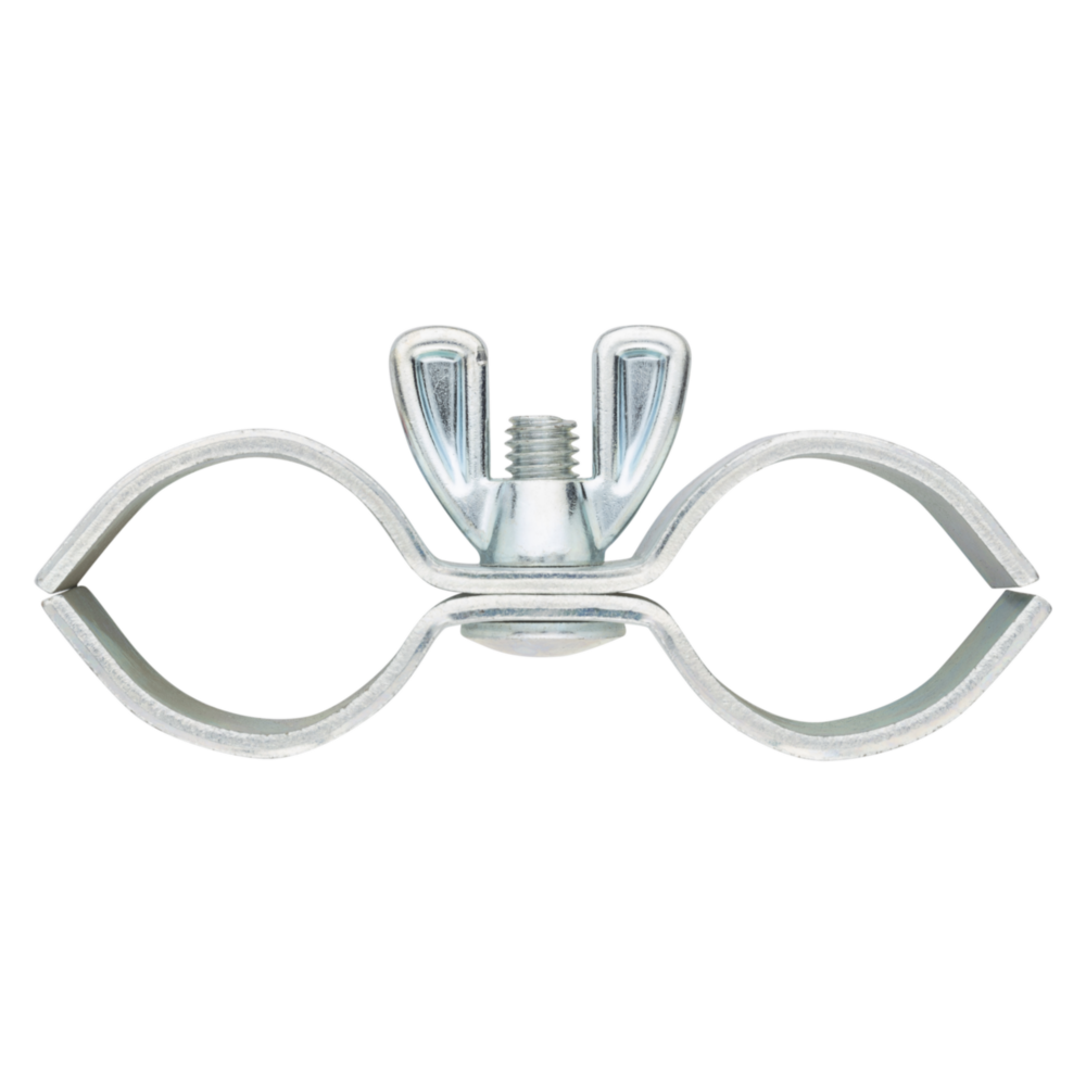Zinc plated steel pipe clamp with wing nut for secure fittings in electrical and home improvement projects under $50