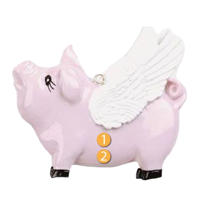 Pink pig ornament with white wings and black hooves for Christmas Ornaments & Tree Decorations under $50 collection