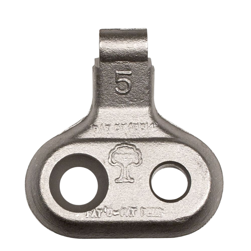 Industrial-grade through-hardened alloy steel angled pocket with dual mounting holes and embossed markings for Parts & Lubricants and All Products collections.