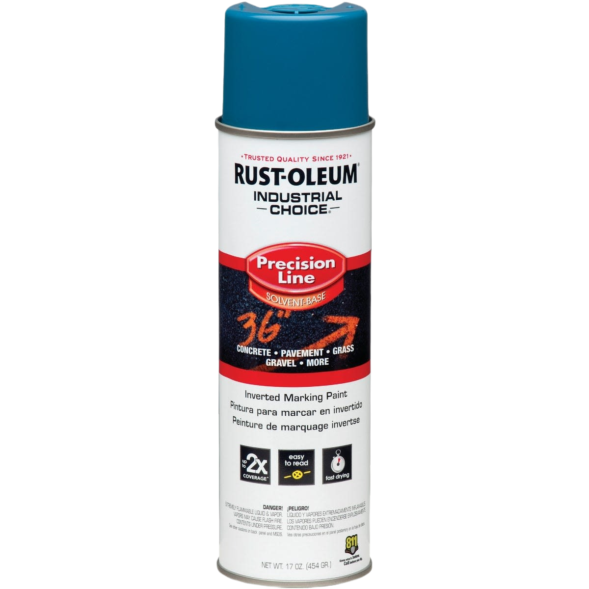 17 oz. Rust-Oleum Industrial Choice inverted marking spray paint in caution blue for paint and supplies collection