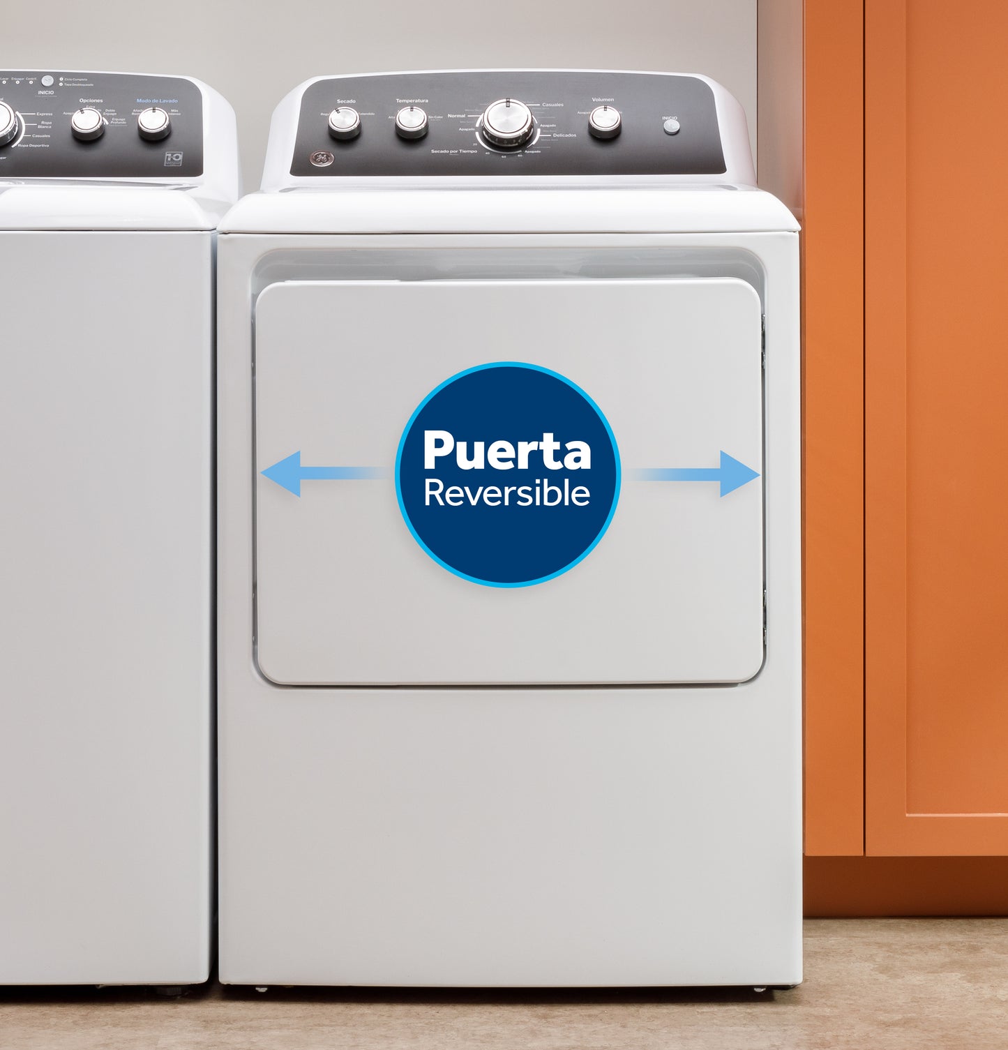GE® 7.2 cu. ft. Capacity Gas Dryer with Spanish Panel and Up To 120 ft. Venting