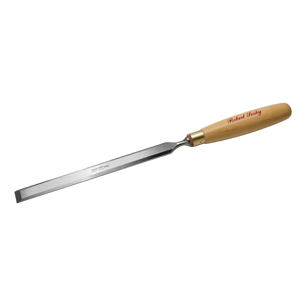 Wood-handled paring chisel with polished steel blade designed for precision woodworking and home improvement tasks