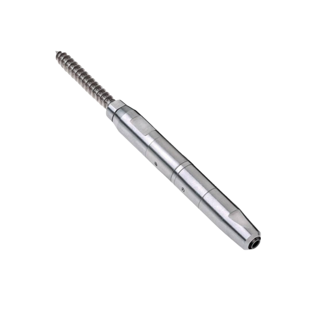 Metal quick-connect lag tensioner in polished finish designed for home improvement and tool applications