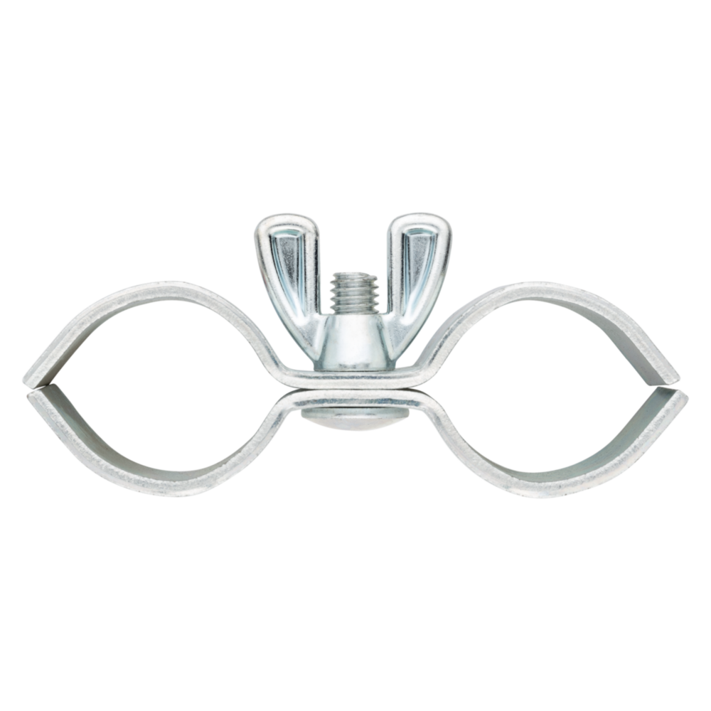 Zinc plated steel pipe clamp with wing nut for secure electrical and conduit fittings in home improvement projects under $50