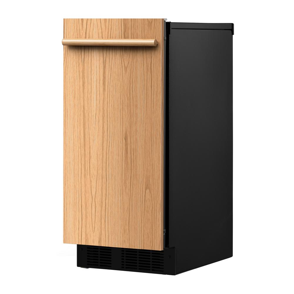 15-inch panel-ready automatic ice maker with wood overlay front and black body in Freezers & Ice Makers collection