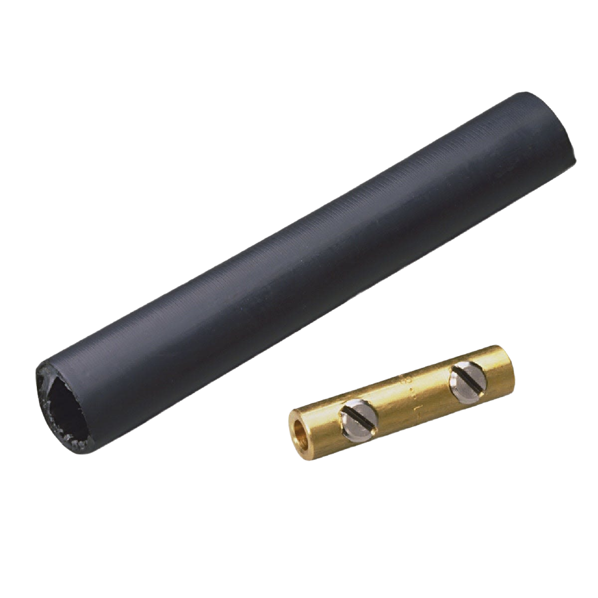 Black heat shrink tubing with brass wire splice connector for electrical and home improvement applications under $50 collections