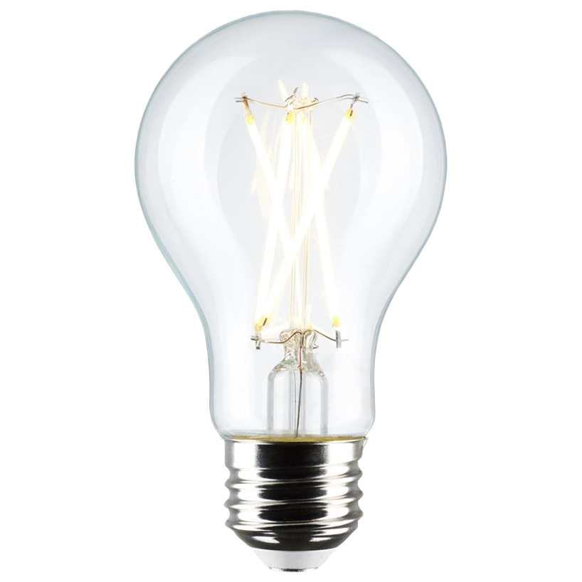 Clear LED bulb with visible filament and medium base for cool white lighting in electrical and home improvement collections