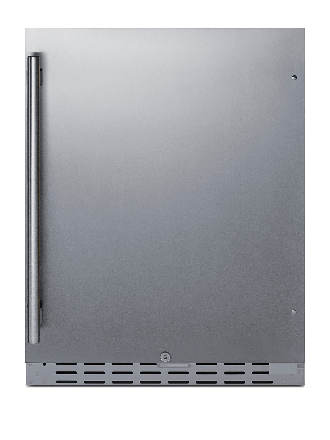Compact built-in all-refrigerator with stainless steel door and handle, ideal for kitchen and appliance collections
