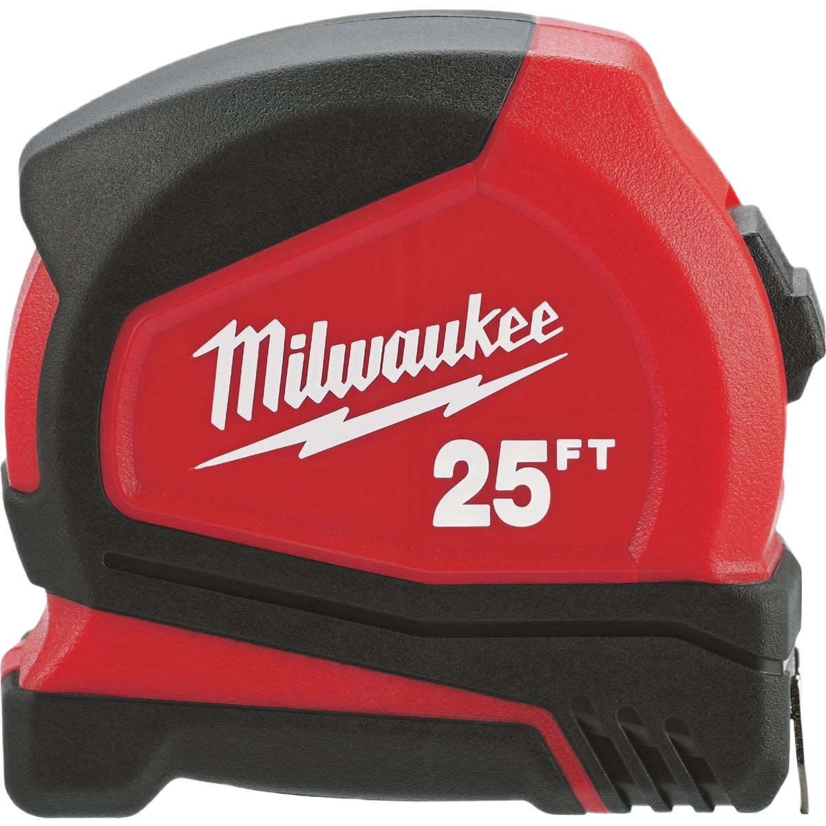 Compact red and black 25-foot tape measure with durable casing for reliable tools and home improvement use