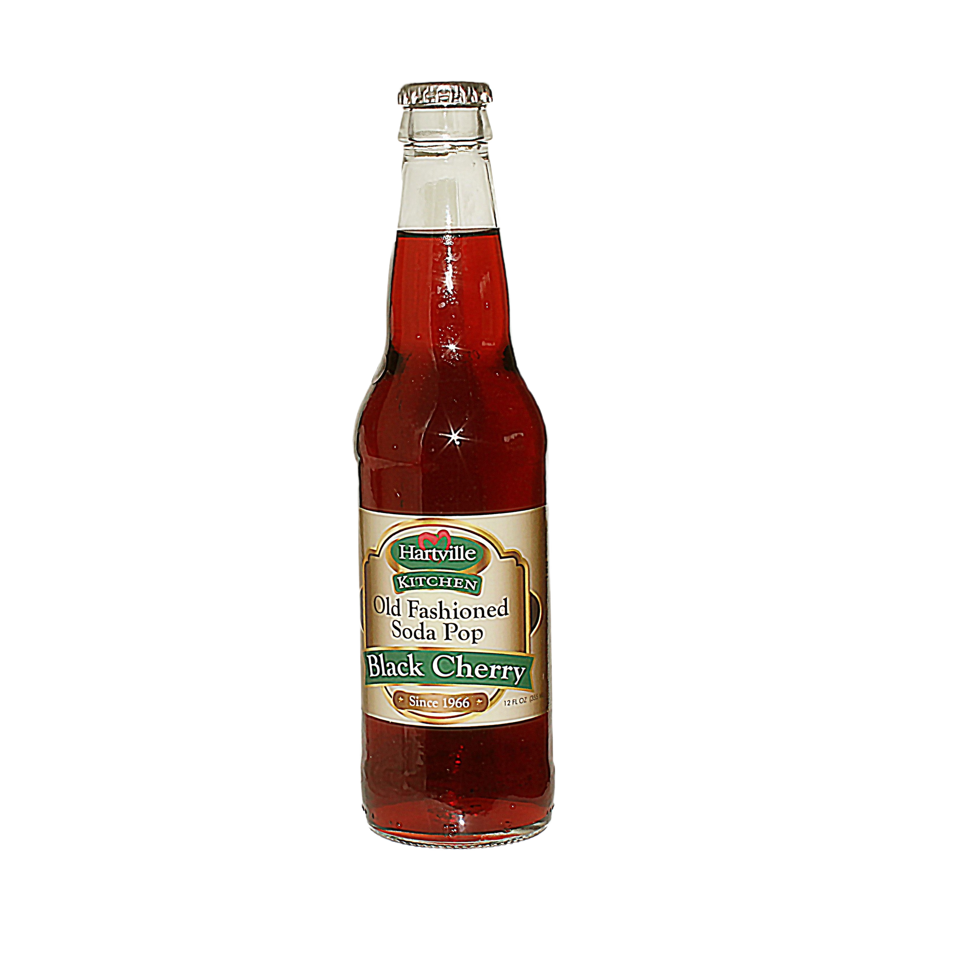 Glass bottle of Hartville Kitchen old fashioned black cherry soda pop with vintage label in drinks under $50 collections