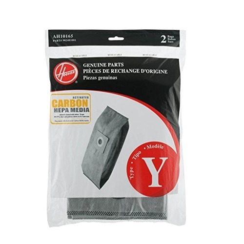 Two-pack of Hoover Type Y vacuum bags with activated carbon HEPA media for improved air filtration