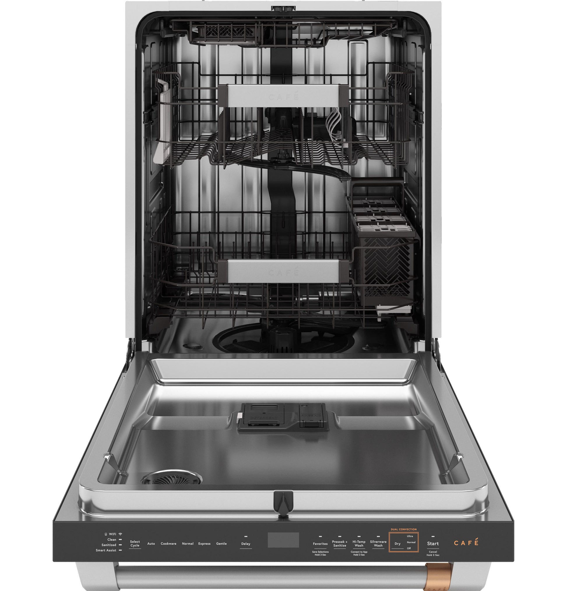 Open stainless steel built-in dishwasher with adjustable racks and utensil basket in Kitchen & Kitchenware collection