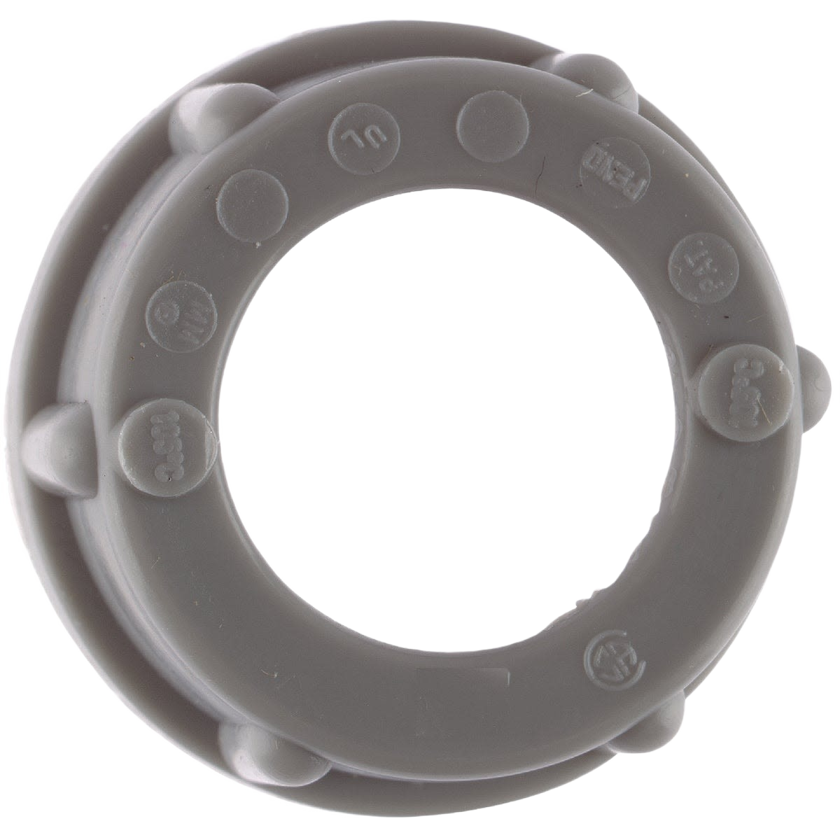 Gray plastic insulating conduit bushing for electrical conduit protection in home improvement and electrical fittings collections