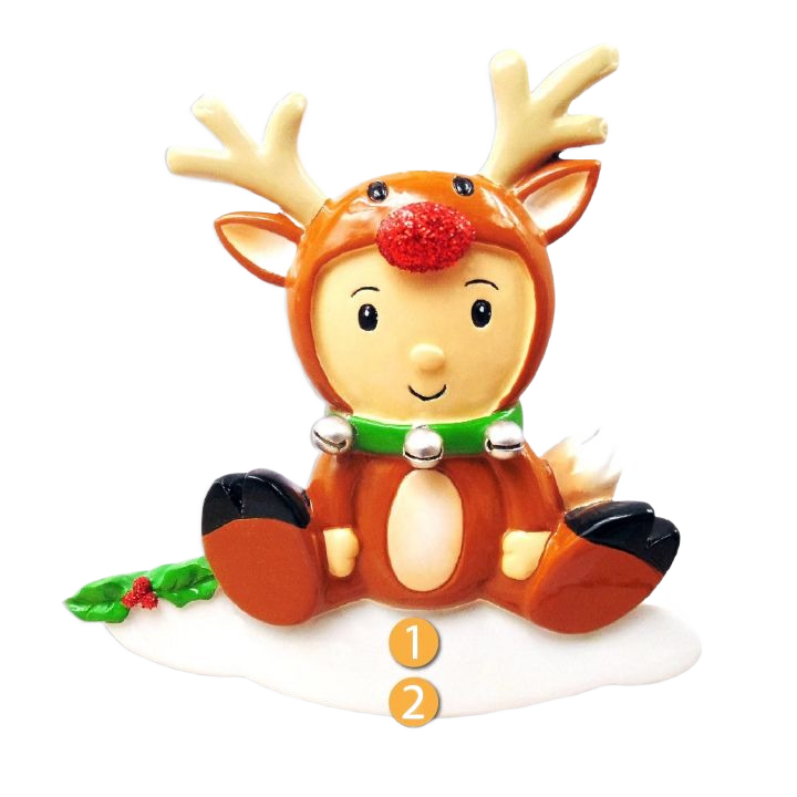 PolarX Personalized Reindeer Baby Ornament – Custom Holiday Gift