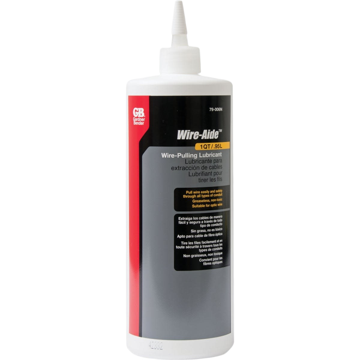 White plastic bottle of wire-pulling lubricant with red and gray label for wire and electrical use under $50