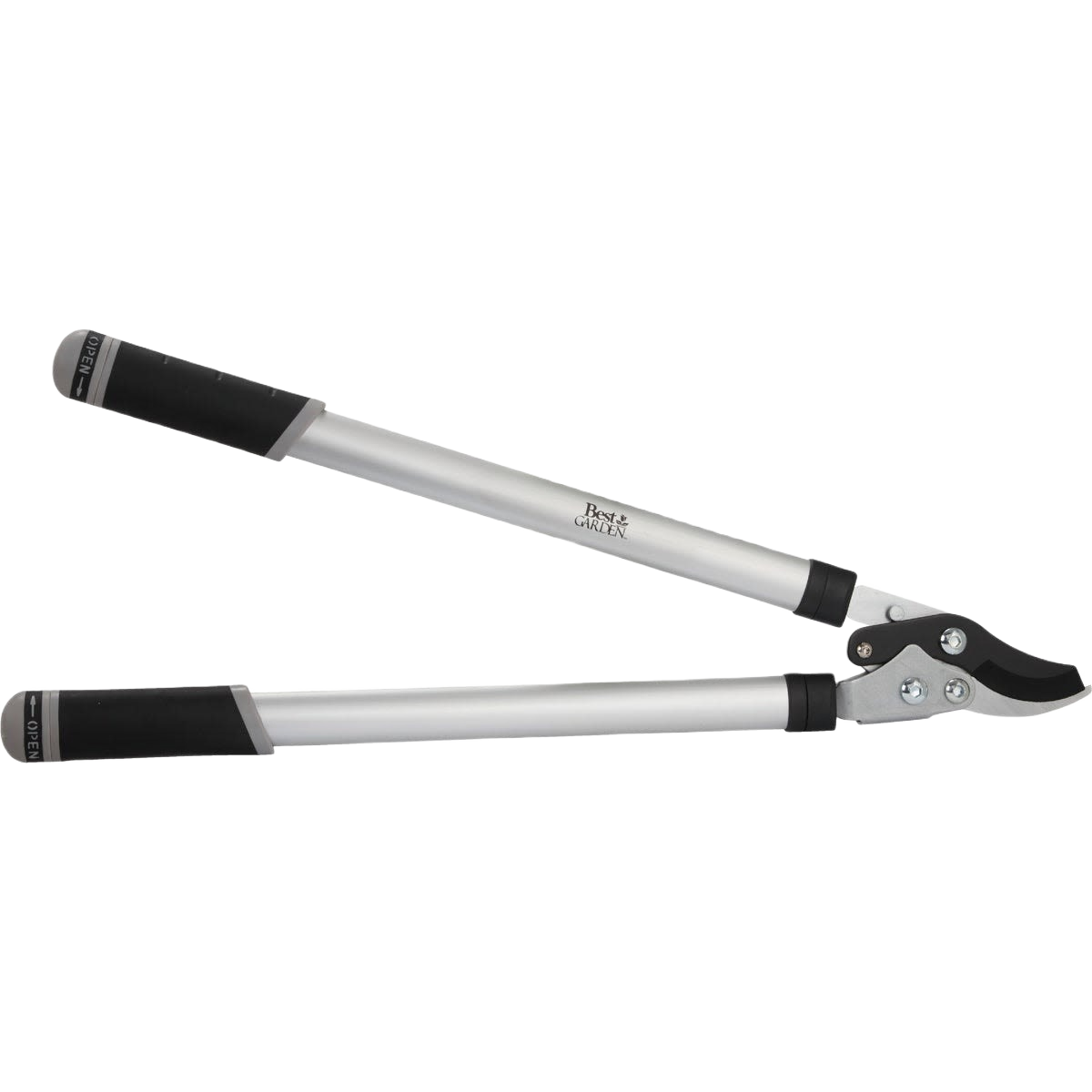 Steel bypass lopper with telescoping handles and cushioned grips for precise garden pruning and branch cutting tasks