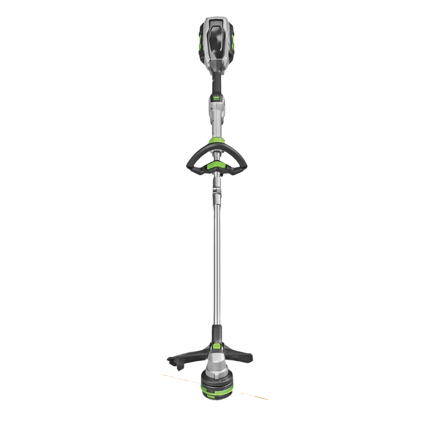 Green and black cordless string trimmer with battery, charger, and POWERLOAD™ technology for lawn and garden care