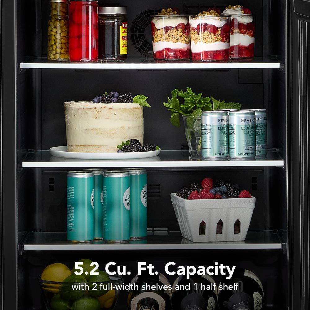 24" Undercounter Refrigerator with Glass Door and Shelves with Metallic Accents