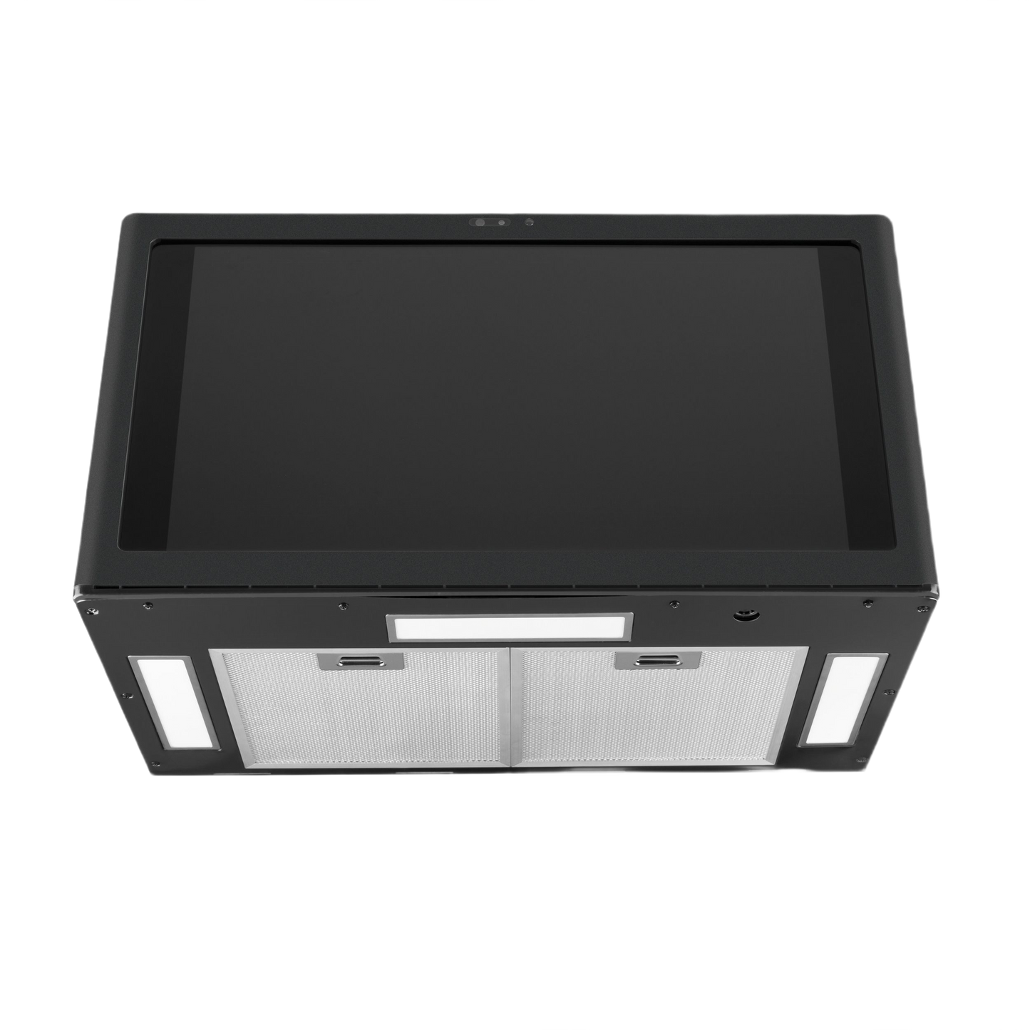 Over-the-range smart home center with black touchscreen and integrated 600 CFM hood in Appliances collection