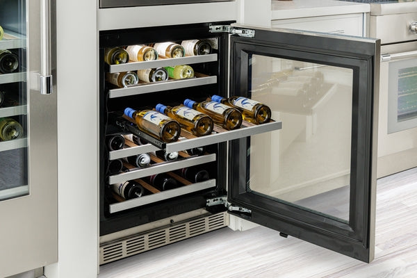 Freedom®, Under Counter Wine Cooler with Glass Door, 24'' Professional, Stainless Steel, Right Hinge