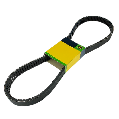 Black grooved V-belt with green and yellow branded sleeve for tools and home improvement use