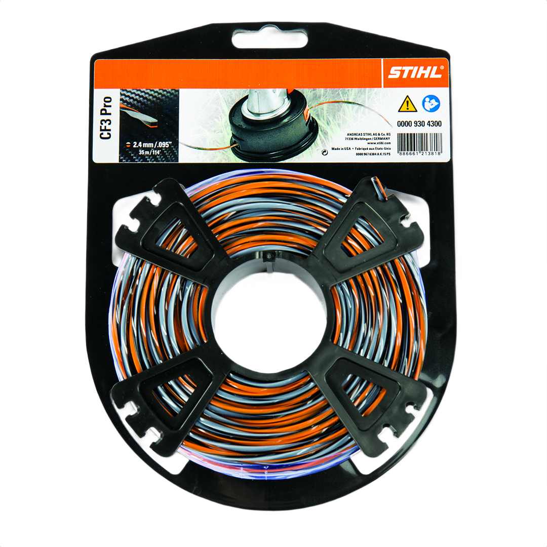 Trimmer line spool in black plastic holder with orange, black, and gray strands for power tool accessories under $50 collection