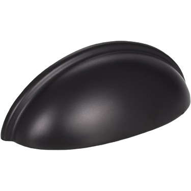Matte black 3-inch center-to-center cup pull for cabinet and furniture hardware in home improvement collections under $50