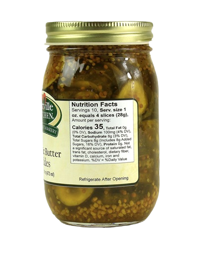 1 pint jar of Hartville Kitchen bread and butter pickles with mustard seeds in preserved foods collection