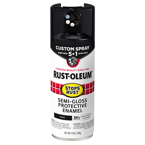 Semi-gloss black protective enamel spray can from Rust Oleum in spray paint and home improvement collections
