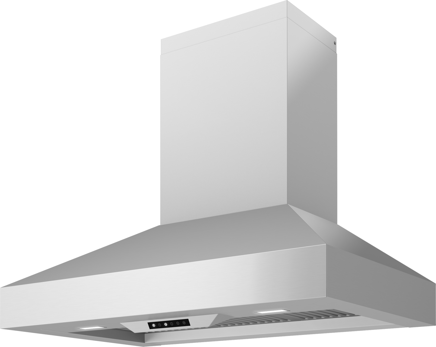 Stainless steel wall-mounted kitchen vent hood with LED lights for enhancing kitchen ventilation and home improvement tasks