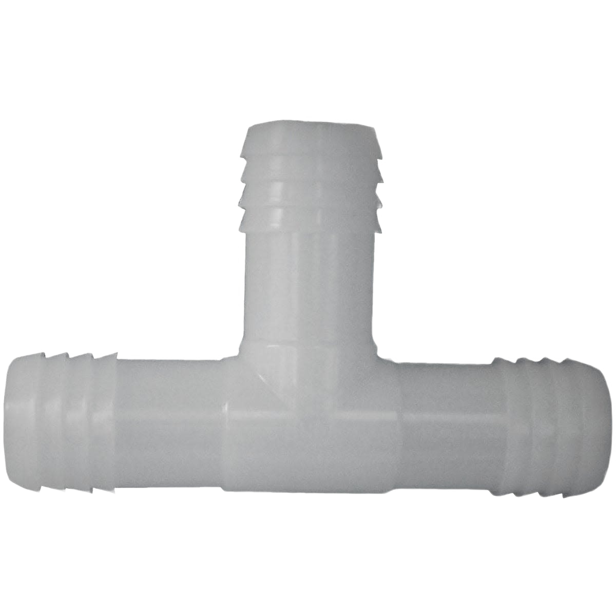 White nylon insert tee with barbed ends for polyethylene pipe in plumbing, irrigation, and home improvement under $50 collections